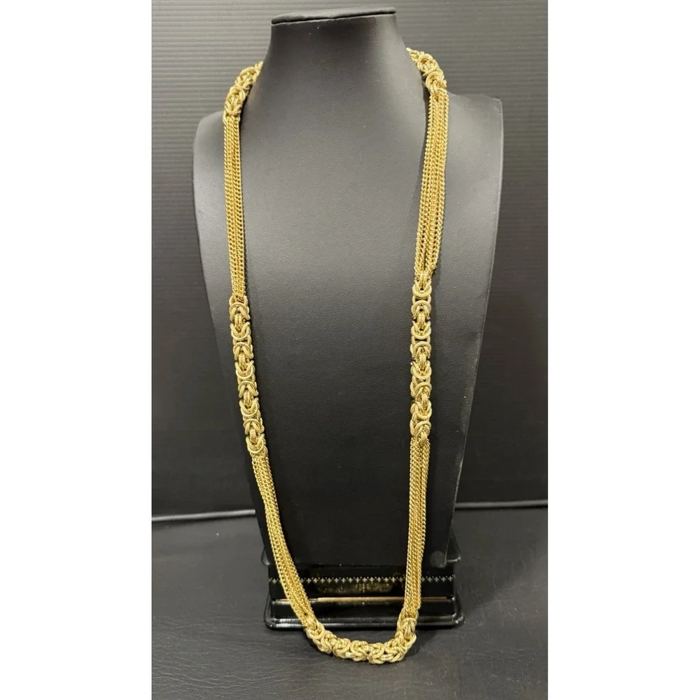 Vintage Gold Tone Multi Strand and Byzantine Link Chain 34
